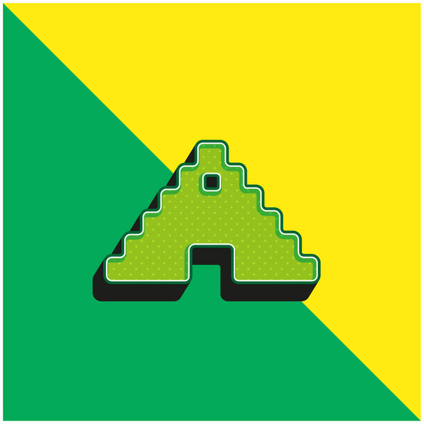 Aztécká pyramida Zelená a žlutá moderní 3D vektorové logo ikony - Vektor, obrázek