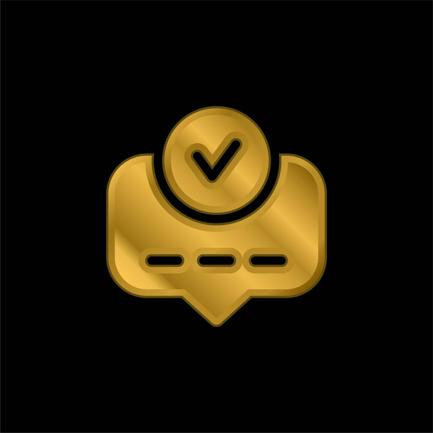 Принять золотую металлическую иконку или вектор логотипа - Вектор,изображение