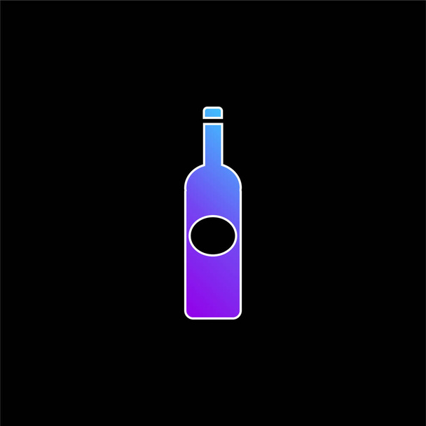 Botella de forma grande oscura con etiqueta oval azul gradiente vector icono - Vector, imagen