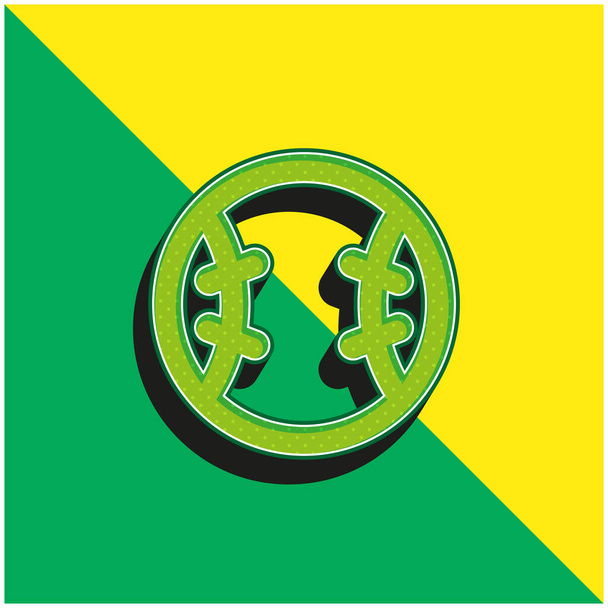 Baseball Verde e amarelo moderno logotipo vetor 3d ícone - Vetor, Imagem