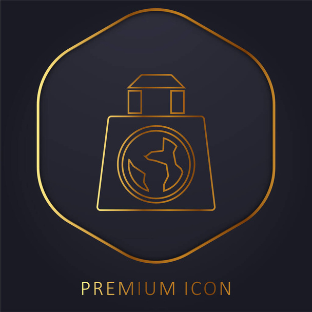 Sac ligne d'or logo premium ou icône - Vecteur, image