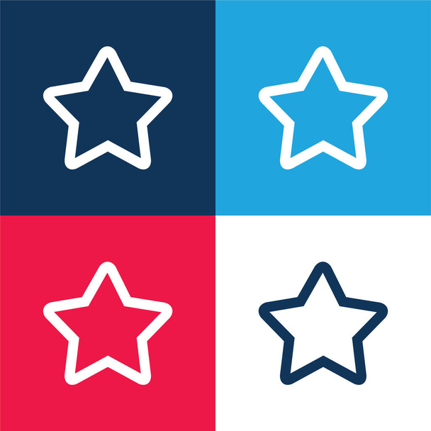 1 Star blue and red four color minimal icon set - Vector, Image