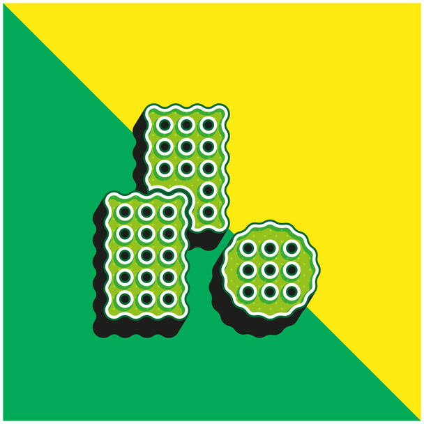 Bisküvi Yeşil ve sarı modern 3d vektör simgesi logosu - Vektör, Görsel