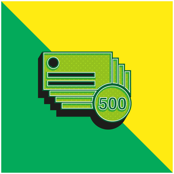 500 wizytówek Kopie Zielone i żółte nowoczesne logo wektora 3D - Wektor, obraz