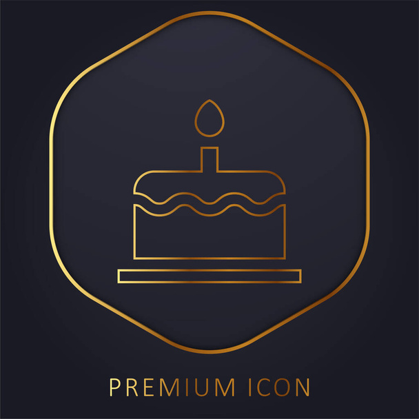 Bolo de aniversário linha dourada logotipo premium ou ícone - Vetor, Imagem