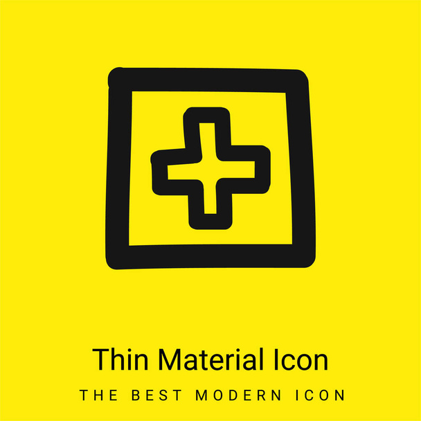 Añadir mano dibujado botón contorno mínimo icono de material amarillo brillante - Vector, Imagen