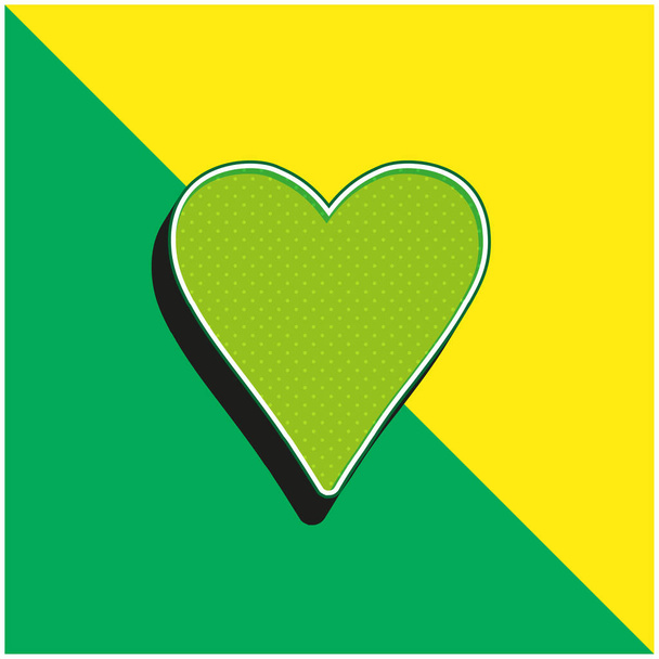 Μαύρο σύμβολο αγάπης Καρδιά Πράσινο και κίτρινο σύγχρονο 3d διάνυσμα εικονίδιο λογότυπο - Διάνυσμα, εικόνα