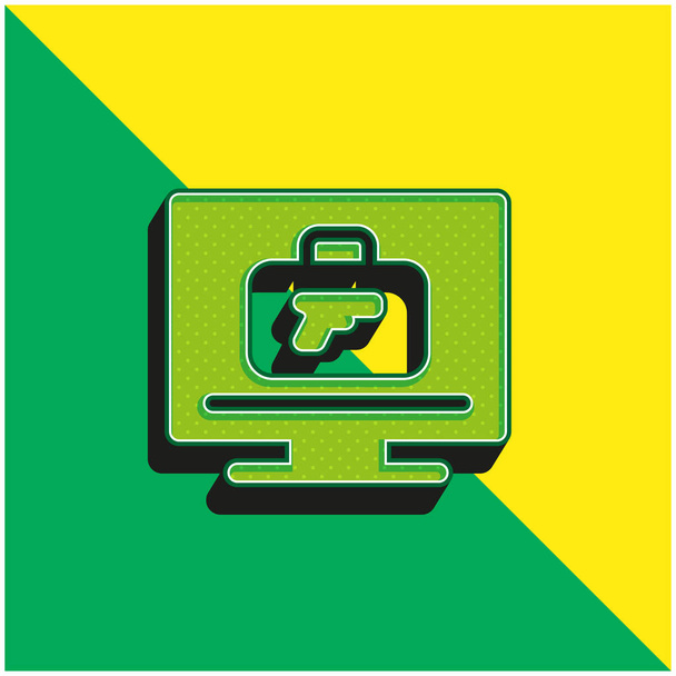 Airport X Ray Machine Grünes und gelbes modernes 3D-Vektorsymbol-Logo - Vektor, Bild