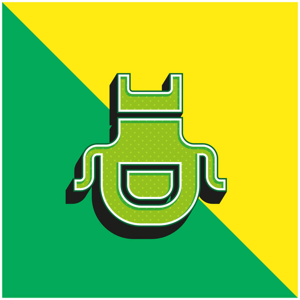Delantal verde y amarillo moderno vector 3d icono logotipo - Vector, Imagen