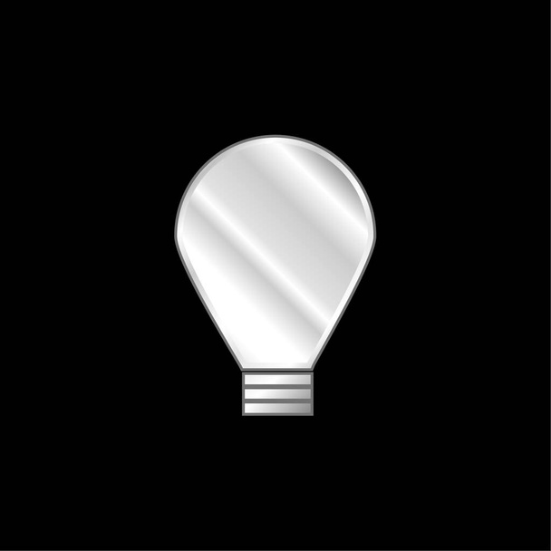 Big Light Bulb silver plated metallic icon - Vector, Image