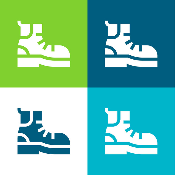 Laarzen Flat vier kleuren minimale pictogram set - Vector, afbeelding