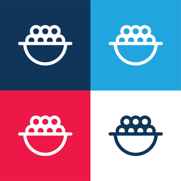 Ягоды синий и красный четыре цвета минимальный набор значков - Вектор,изображение