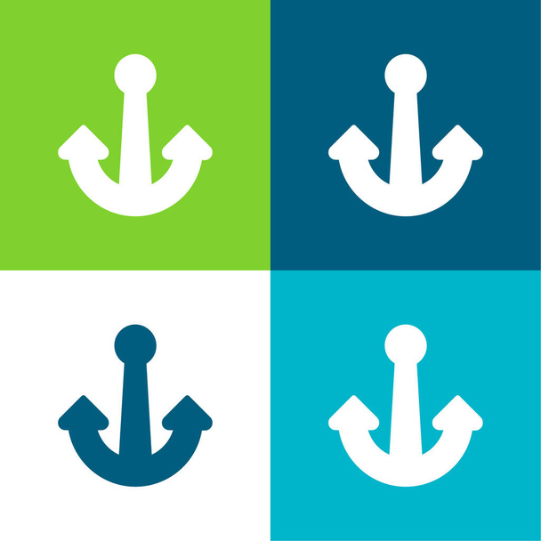 Boat Anchor Flat four color minimal icon set - Vector, Image
