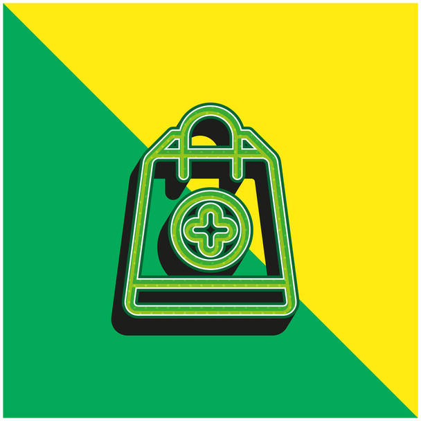 Зеленый и желтый современный 3d векторный логотип сумки - Вектор,изображение