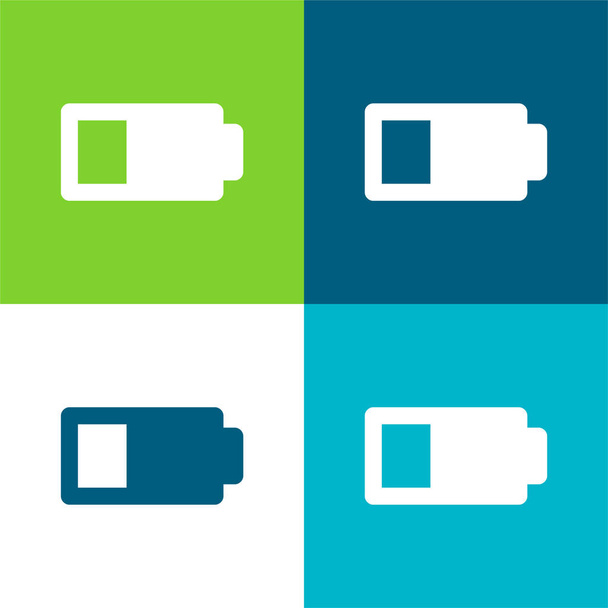 Batterij Status Sign with Less Than Half Energy Charge Flat vier kleuren minimale pictogram set - Vector, afbeelding