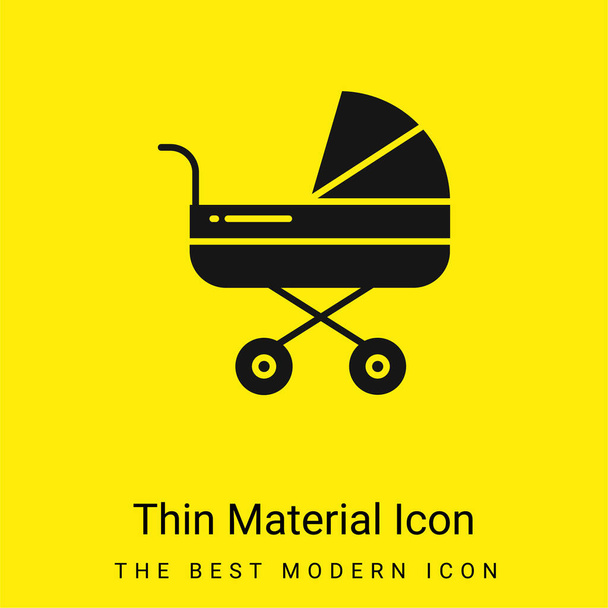 Baby Stroller minimal bright yellow material icon - Vector, Image