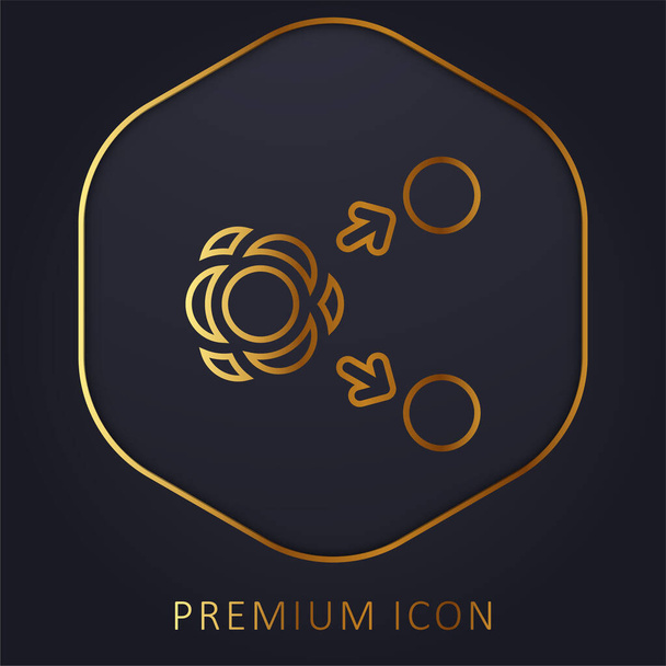 Атомная золотая линия премиум логотип или значок - Вектор,изображение