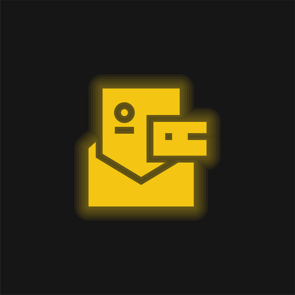 Marca amarillo brillante icono de neón - Vector, imagen