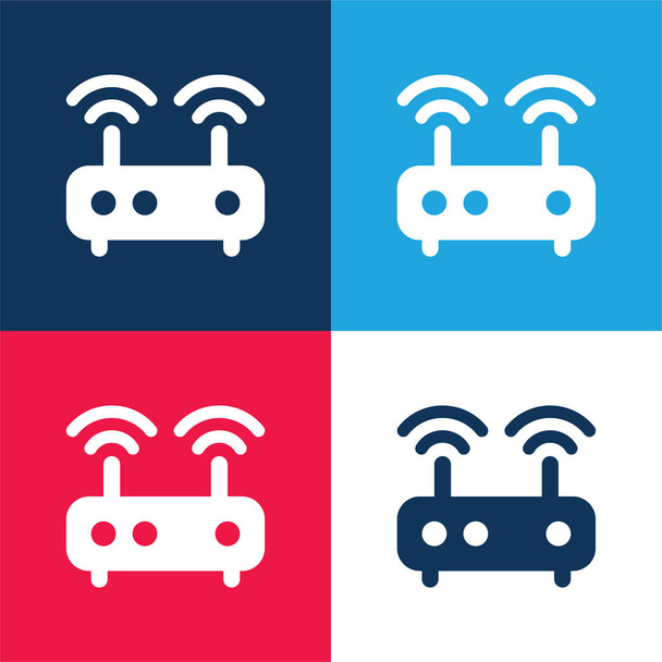 Antenna blue and red four color minimal icon set - Vector, Image