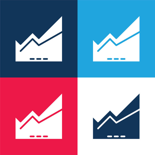 Area Chart blue and red four color minimal icon set - Vector, Image