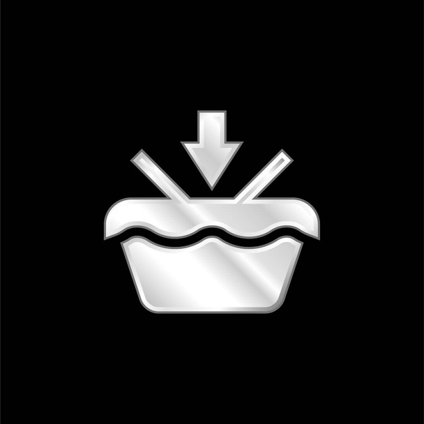 Añadir a la cesta plateado icono metálico - Vector, imagen