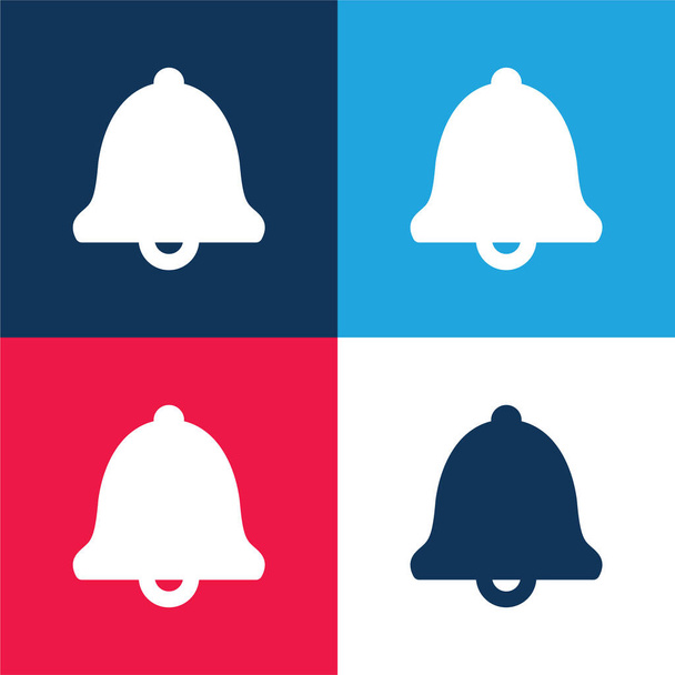 Alarmante Bell azul y rojo conjunto de iconos mínimo de cuatro colores - Vector, Imagen