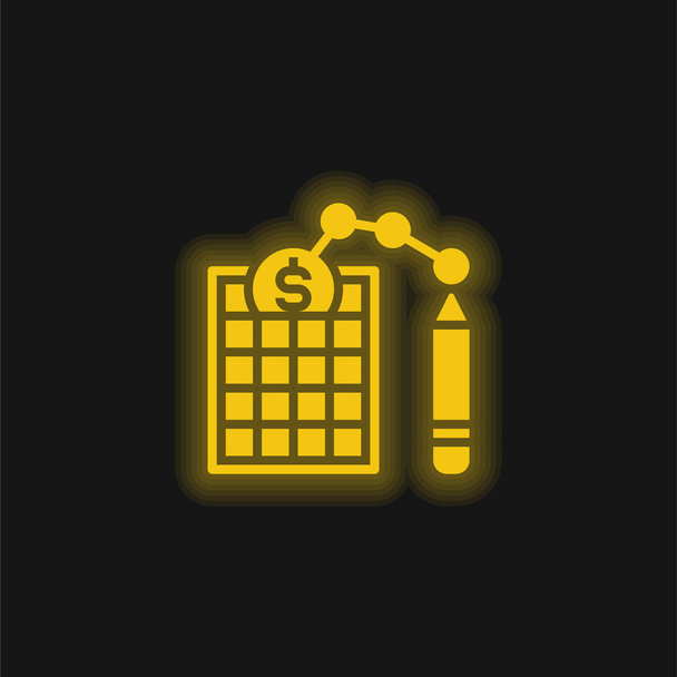 Mérleg Sárga ragyogó neon ikon - Vektor, kép
