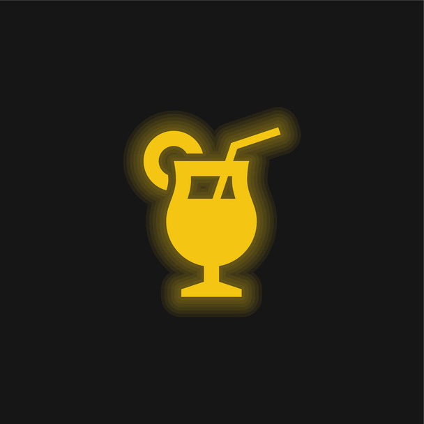 飲料黄色の輝くネオンアイコン - ベクター画像