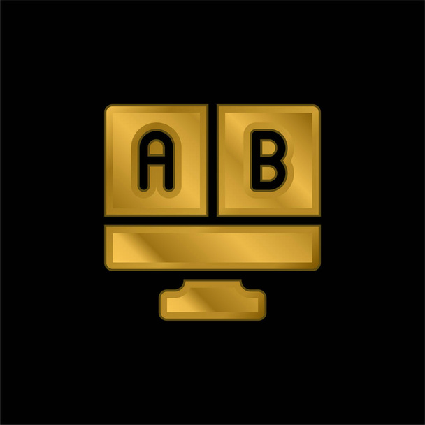 Ab Aranybevonatú fémes ikon vagy logóvektor vizsgálata - Vektor, kép
