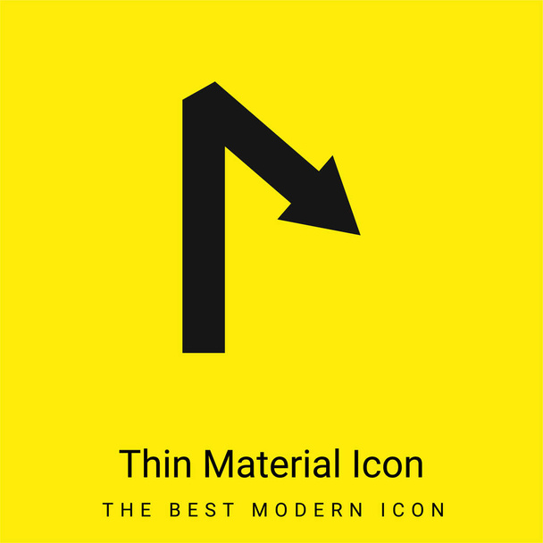Flecha Símbolo de línea recta con un ángulo mínimo icono de material amarillo brillante - Vector, Imagen