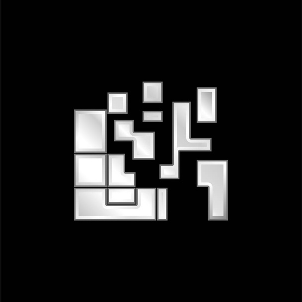 Icône métallique argentée carrés artistiques - Vecteur, image