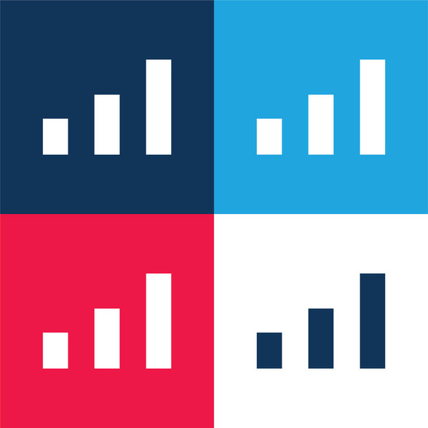 Gráfico de barras azul y rojo conjunto de iconos mínimo de cuatro colores - Vector, imagen