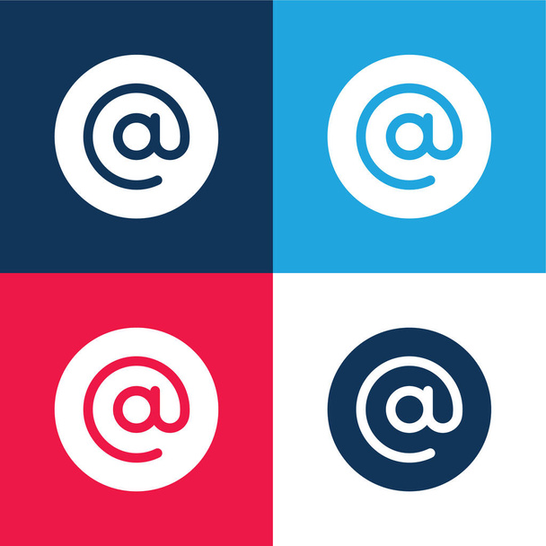 W kolorze niebieskim i czerwonym cztery kolory minimalny zestaw ikon - Wektor, obraz
