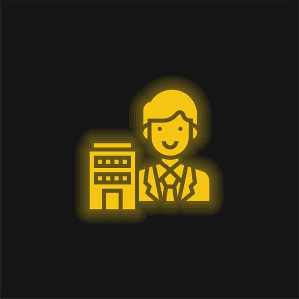 Agentka żółta świecąca ikona neonu - Wektor, obraz