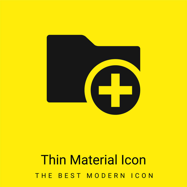 Añadir un símbolo de interfaz de carpeta con más Iniciar sesión Un icono de material amarillo brillante mínimo de círculo - Vector, imagen