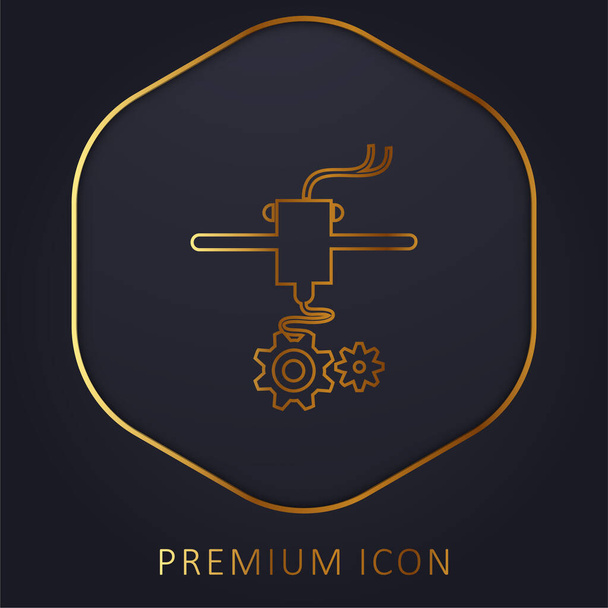 3d Ρυθμίσεις εκτυπωτή Σύμβολο χρυσή γραμμή πριμοδότηση λογότυπο ή εικονίδιο - Διάνυσμα, εικόνα