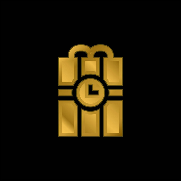 Bomba chapado en oro icono metálico o logo vector - Vector, imagen