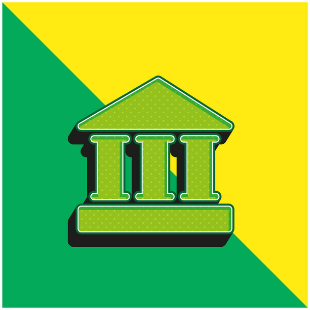 Banco Verde e amarelo moderno logotipo do ícone do vetor 3d - Vetor, Imagem