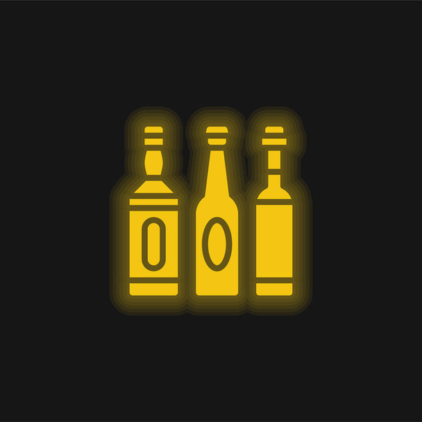 Icône néon brillante jaune alcool - Vecteur, image