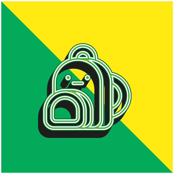 Рюкзак Зелений і жовтий сучасний 3d Векторний логотип
 - Вектор, зображення