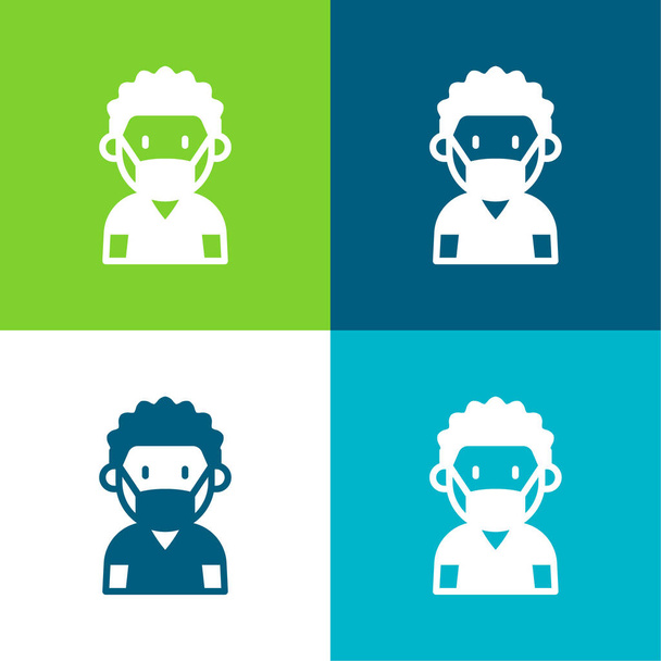 Boy Flat négy szín minimális ikon készlet - Vektor, kép