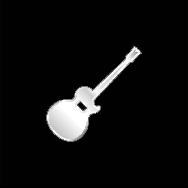 Akusztikus gitár sziluett ezüst lemezelt fém ikon - Vektor, kép