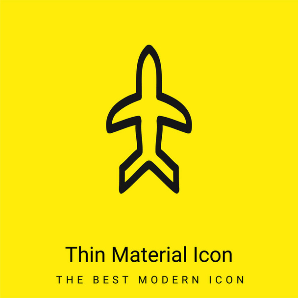 Airplane Hand Drawn Outline Pointing Up minimal bright yellow material icon - Vector, Image