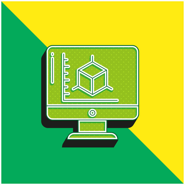 3d Modeling Green and yellow modern 3d vector icon logo - Vector, Image