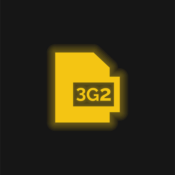 3g2 geel gloeiend neon icoon - Vector, afbeelding