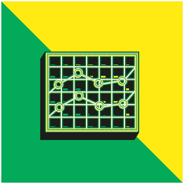 Καρφωμένα αποθέματα γραμμής Γραφικό πράσινο και κίτρινο σύγχρονο 3d διάνυσμα εικονίδιο λογότυπο - Διάνυσμα, εικόνα