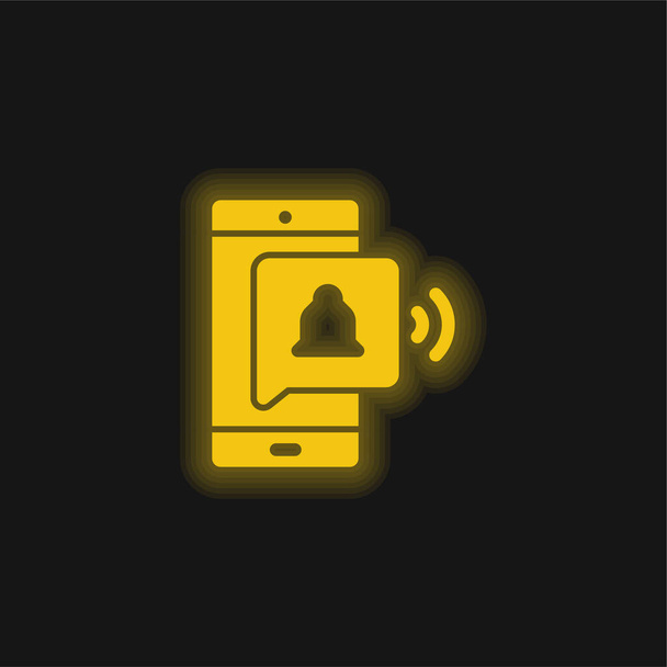 Alarme Bell jaune brillant icône néon - Vecteur, image