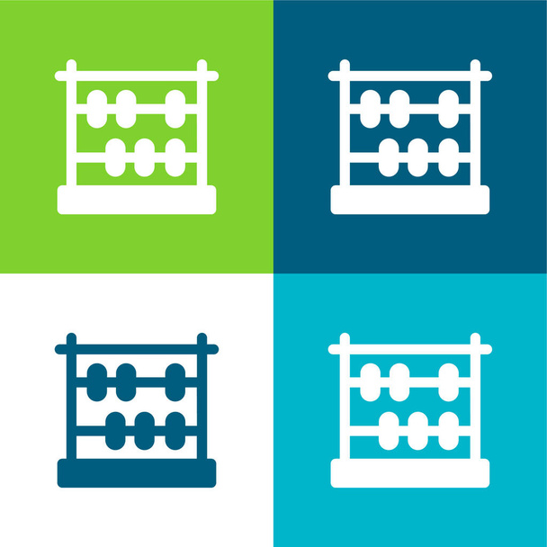Abacus Flat four color minimal icon set - Vector, Image