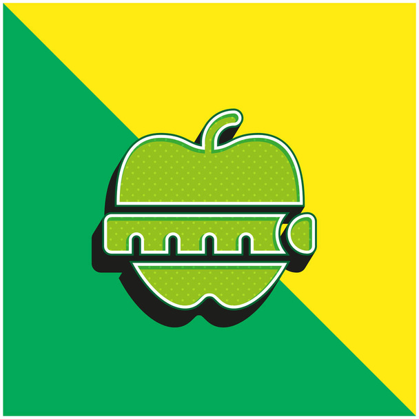Apple Groen en geel modern 3D vector pictogram logo - Vector, afbeelding