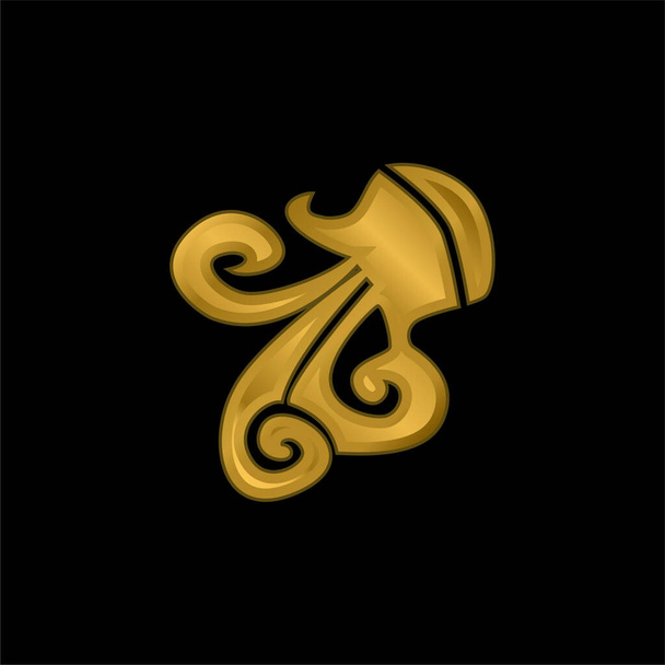 Signo del Zodíaco de Acuario Símbolo chapado en oro icono metálico o vector de logotipo - Vector, Imagen